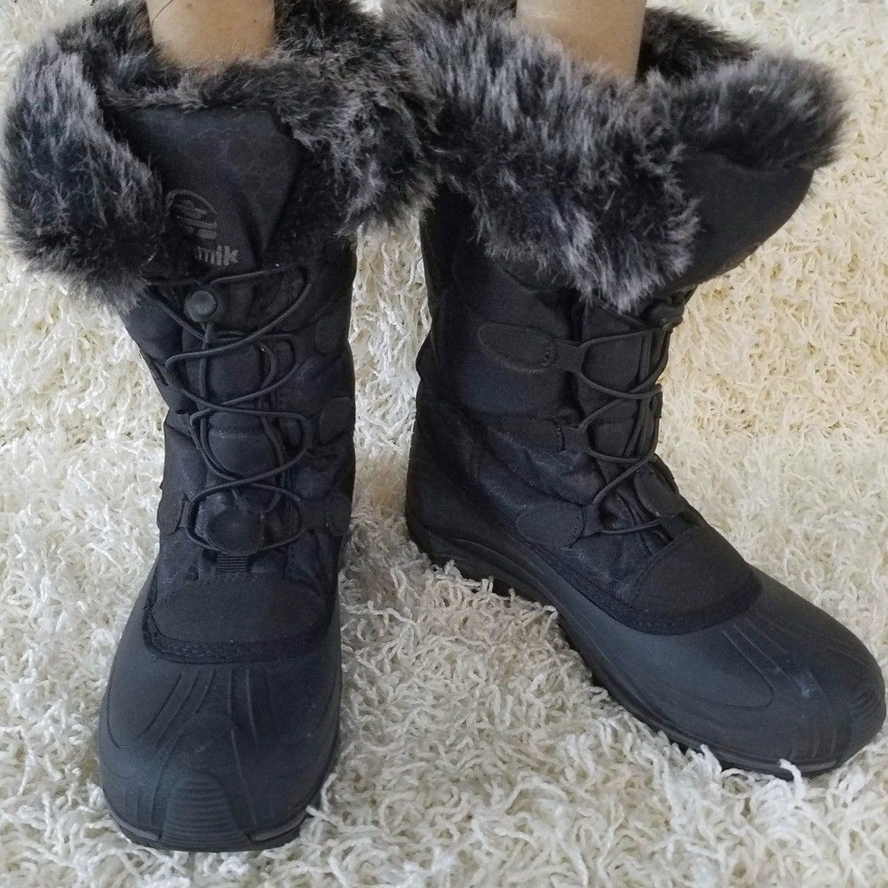 Kamik Black Momentum Waterproof Thinsulate Winter Boots 7 Gorpcore Snow Outdoor